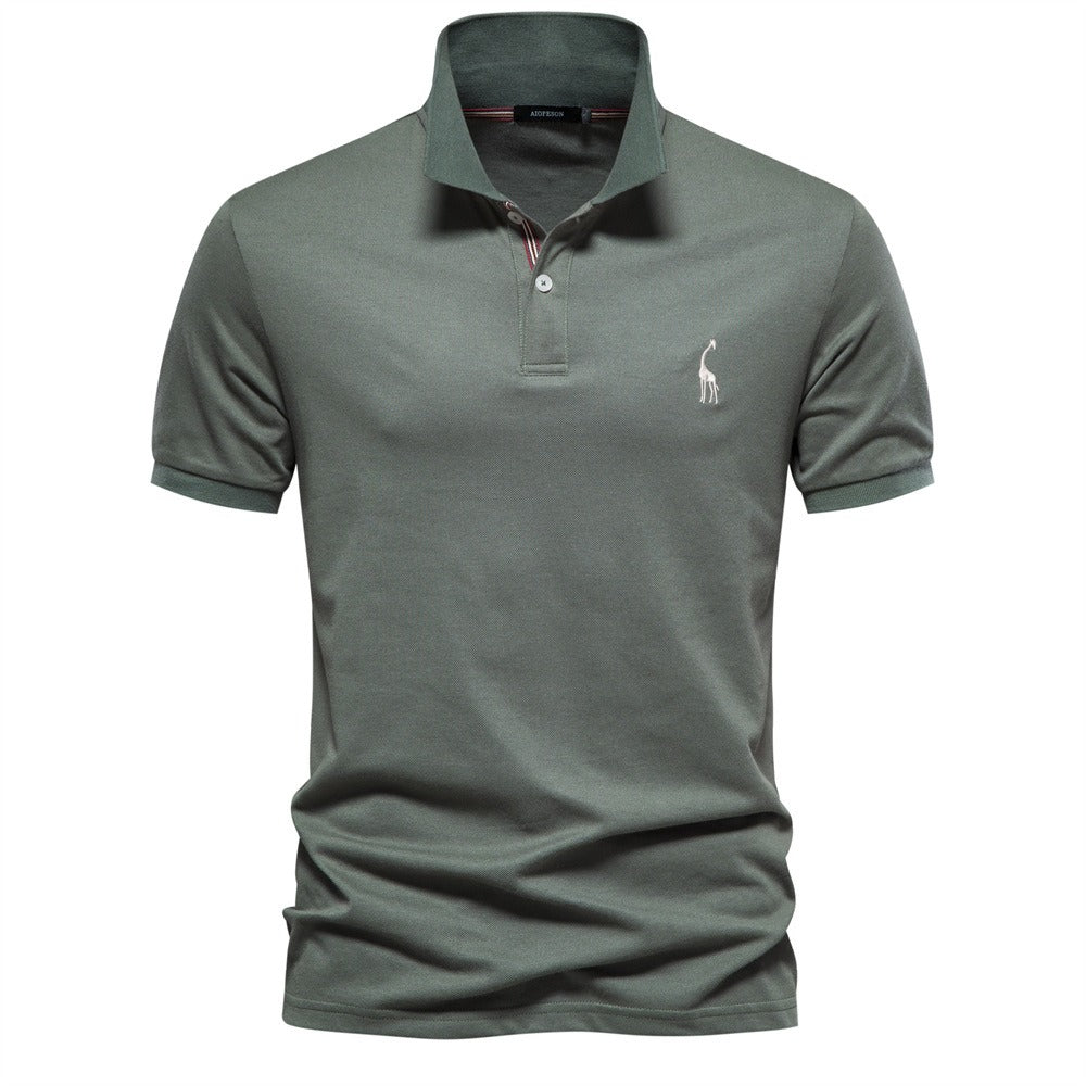 Men’s Cotton Embroidered Short Sleeve Polo Shirt