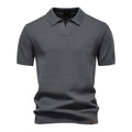 Men’s Short Sleeve Knit Polo Shirt with Waffle Texture