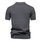 Men’s Short Sleeve Knit Polo Shirt with Waffle Texture