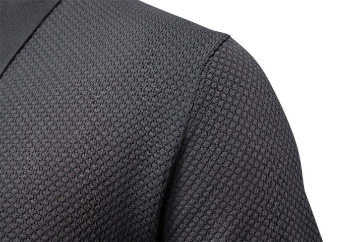 Men’s Short Sleeve Knit Polo Shirt with Waffle Texture