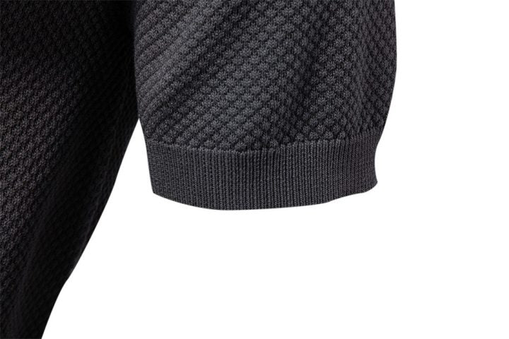 Men’s Short Sleeve Knit Polo Shirt with Waffle Texture
